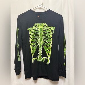 Target Black and Green Skeleton Long Sleeve Tee   0139